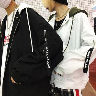 Couple Matching Mock Two-piece Printed Zip Jacket