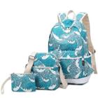 Set Of 3: Printed Backpack + Crossbody Bag + Pouch