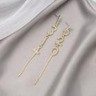 Numerical Rhinestone Asymmetrical Dangle Earring E3658 - 1 Pair - Asymmetric - Gold - One Size