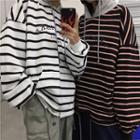 Couple Matching Lettering Striped Hoodie