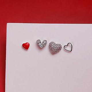 Non-matching 925 Sterling Silver Heart Earring