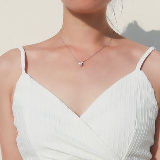 925 Sterling Silver Faux Pearl Pendant Necklace Silver Cat Pearl Necklace - One Size