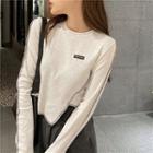 Long-sleeve Asymmetrical Label Tag Top