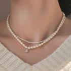 Pearl Sterling Silver Layered Necklace