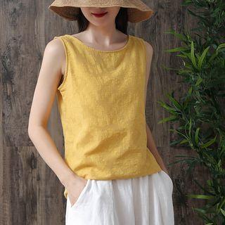 Embroidered Cotton Linen Camisole Top