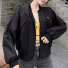 Lettering Zipped Cropped Jacket