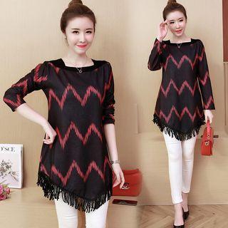 Long-sleeve Fringed Tunic
