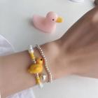 Duck Freshwater Pearl Bracelet 1pc - Yellow & White - One Size