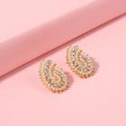 Rhinestone Faux Pearl Earring 1 Pair - Gold - One Size