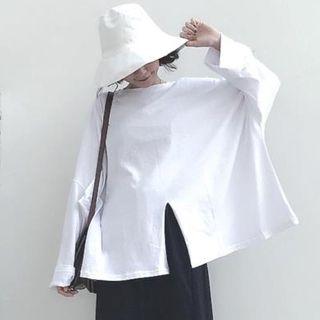 Long-sleeve Split Front T-shirt