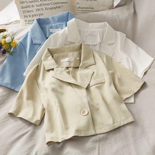 One-button Lapel Crop Top