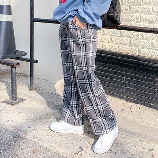 Plaid Flannel Wide-leg Pants
