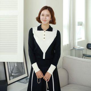 Two-tone Knit Polo Shirt