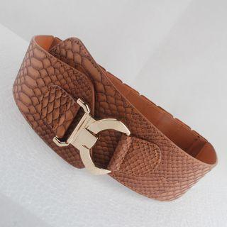 Croc Grain Pattern Elastic Belt