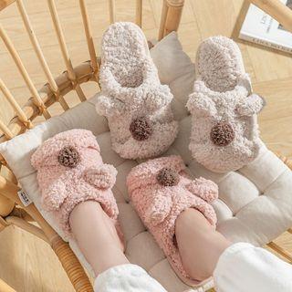 Pom Pom Accent Fluffy Slippers