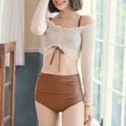 Set: High-waist Bikini + Off-shoulder Cover Up