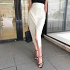 High-waist Linen Blend Pencil Skirt