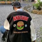 Burger Embroidered Baseball Jacket