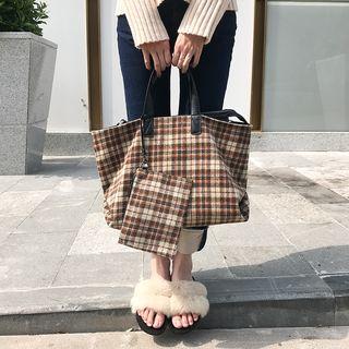 Set: Plaid Carryall Bag + Clutch