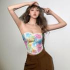 Floral Lace Trim Tube Top