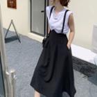 Set Of 2: Sleeveless Top + Suspender Skirt