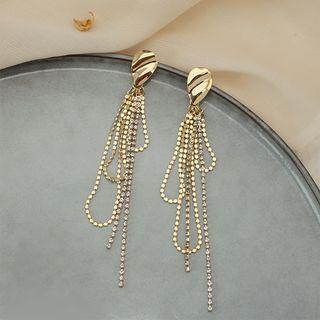 Rhinestone Alloy Fringed Earring 1 Pair - 925 Silver Needle - Gold - One Size