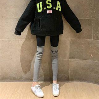 Color-block Leggings Gray - One Size