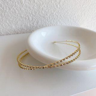Rhinestone Layered Headband Gold - One Size