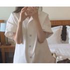 Notch-collar Pocket-front Shirtdress