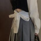 Mock Two-piece Knit Panel Top / Mini Pleated Skirt