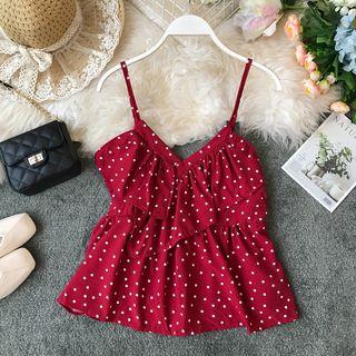 Dotted Ruffle Camisole Top