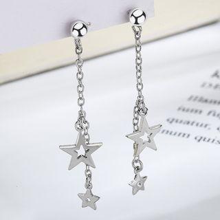 Alloy Star Dangle Earring 1 Pair - Earring Backs - Silver - One Size