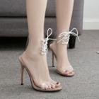 Clear Panel Lace-up Accent High Heel Sandals