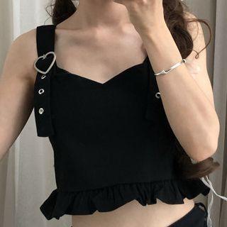 Sleeveless Heart Buckle Top