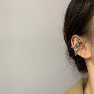 Chain Cuff Earring 1 Pair - Silver - One Size