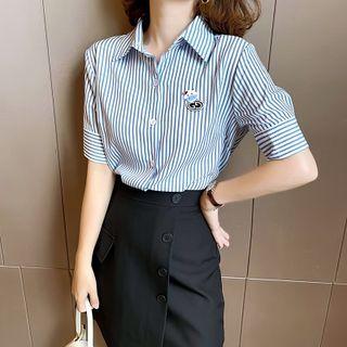 Short-sleeve Logo Striped Shirt