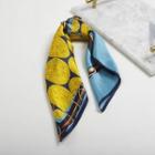 Printed Silk Scarf Blue & Yellow - One Size