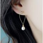 S925 Silver Faux-pearl Dangle Single Earring 1 Piece Only - One Size
