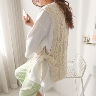 Tie-detail Cable-knit Vest