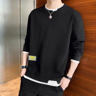 Mock Two Piece Applique Long-sleeve T-shirt