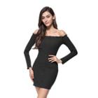 Long-sleeve Off-shoulder Knitted Dress