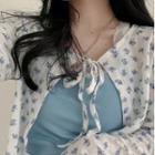Spaghetti Strap Top / Floral Print Jacket