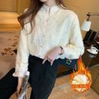 Long Sleeve Mock Neck Fleece Lined Lace Top