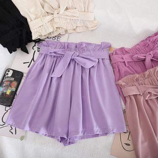 Waist-tie Wide-leg Shorts