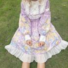 Ruffle Printed Long-sleeve A-line Dress