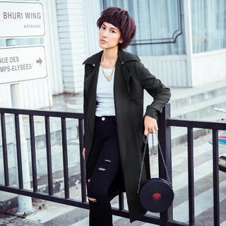 Lapel Long Windbreaker
