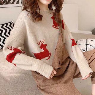 Christmas Deer Print Sweater