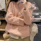 Cable-knit Sweater Sweater - Pink - One Size