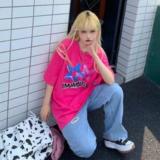 Star Print Loose-fit T-shirt