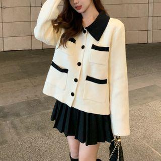 Two-tone Cardigan / Plain Skirt